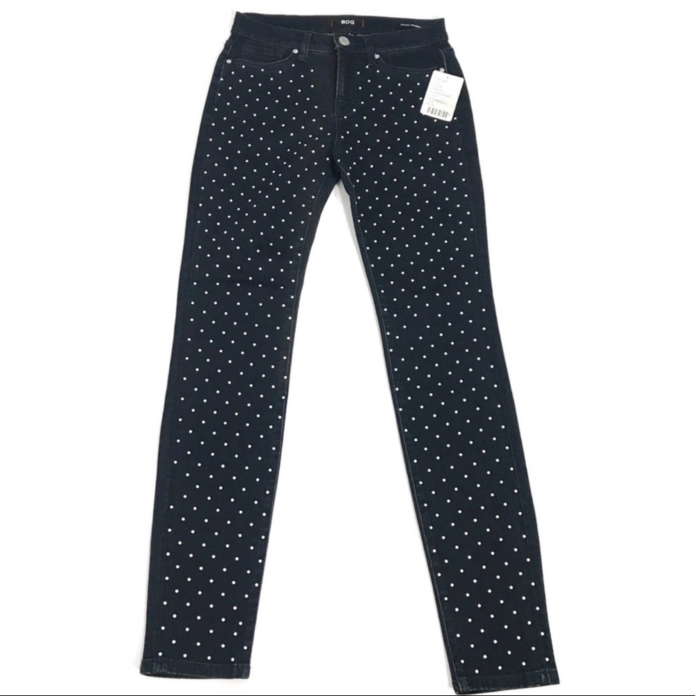 BDG Brand New Women’s Blue Beaded High Rise Cigarette Ankle Jeans Size 27